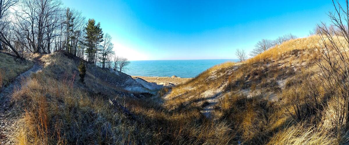 Indiana Sand Dunes overlooking Lake Michigan