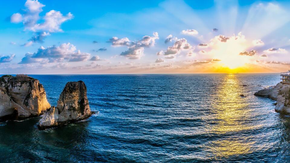 Amazing Sunset at Raouche Rock