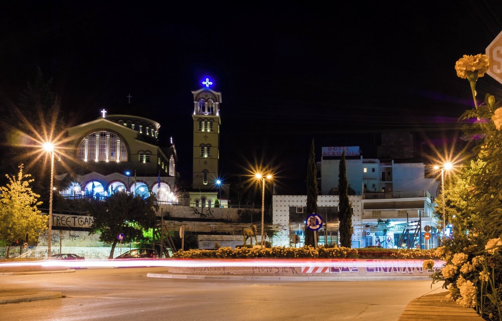 Larissa, view of St Achilles Cathedral and the Monument Of Bucephalus