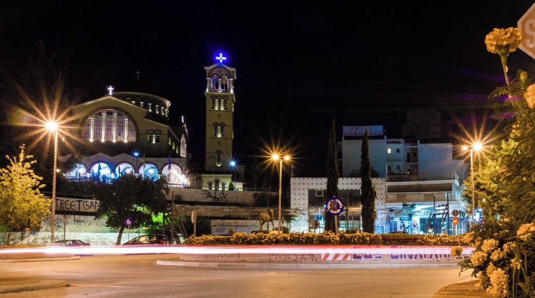 Larissa, view of St Achilles Cathedral and the Monument Of Bucephalus