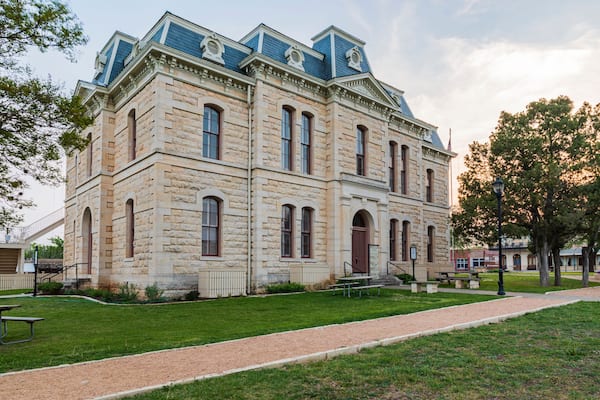 Blanco, Texas, USA. The old stone courthouse in Blanco, Texas. (Editorial Use Only)