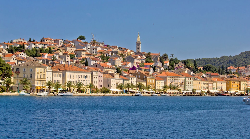Adriatic Town of Mali Losinj, view from sea, beautiful croatian touristic destination seafront