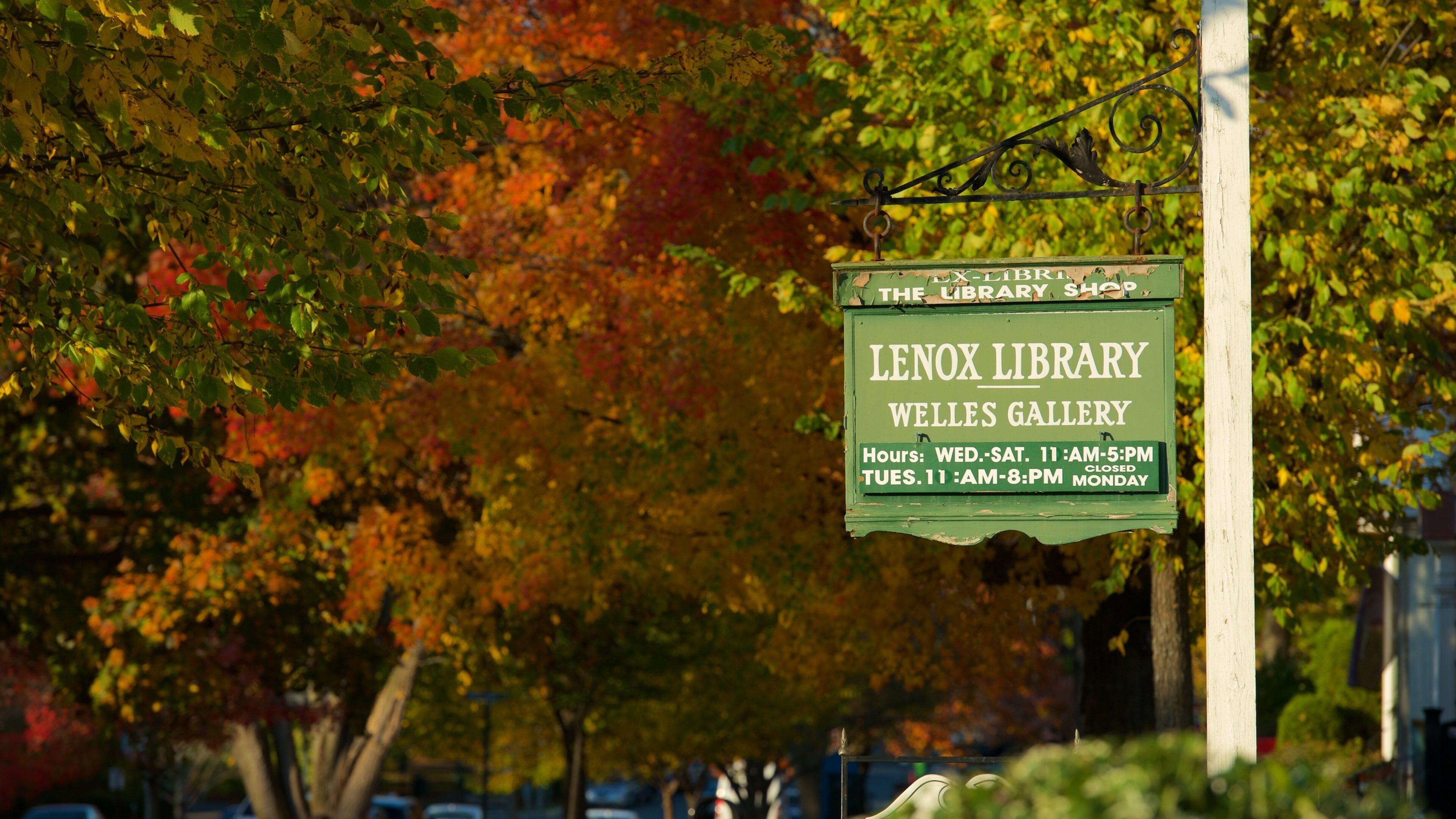 Lenox which includes signage and autumn leaves