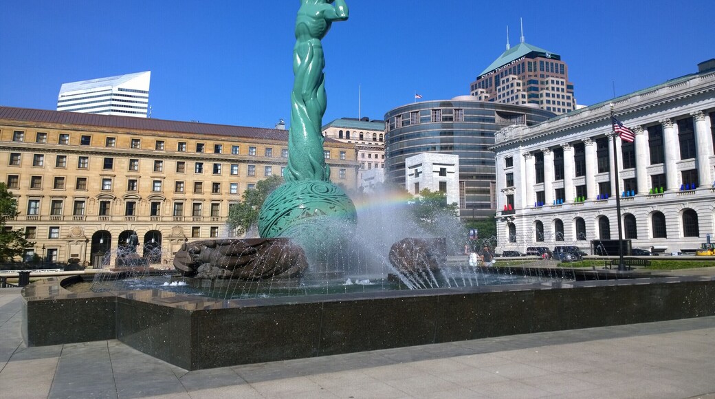 The Fountain of Eternal Life, also known as the War Memorial Fountain and Peace Arising from the Flames of War, is a statue and fountain in downtown Cleveland, Ohio dedicated on May 30, 1964.