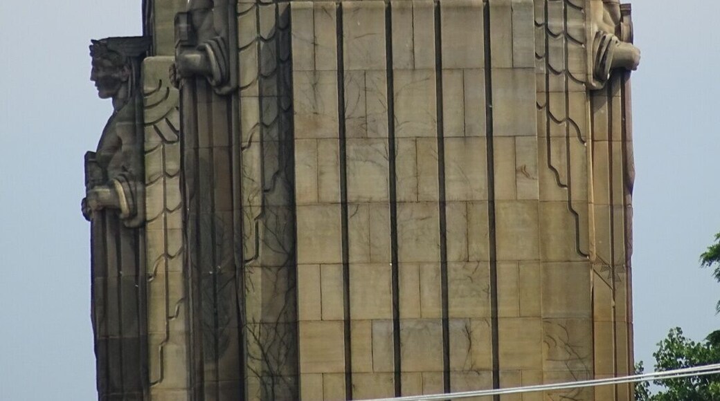 The "Guardians of Traffic" watching over travelers on the Hope Memorial Bridge.