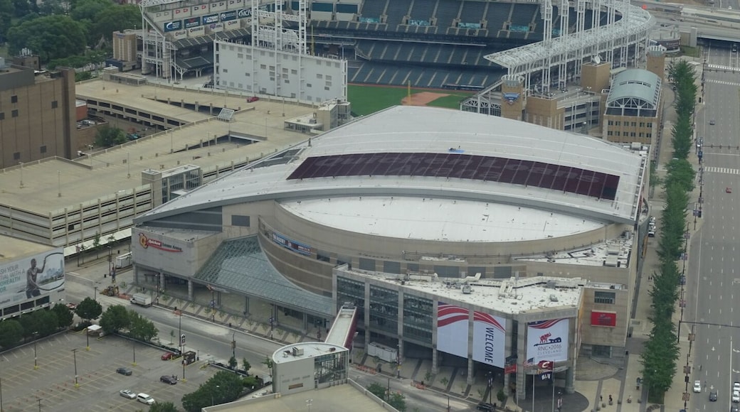 Jacobs Field and Gund Arena...err..I mean...Progressive Insurance Field and Quicken Loans Arena.
