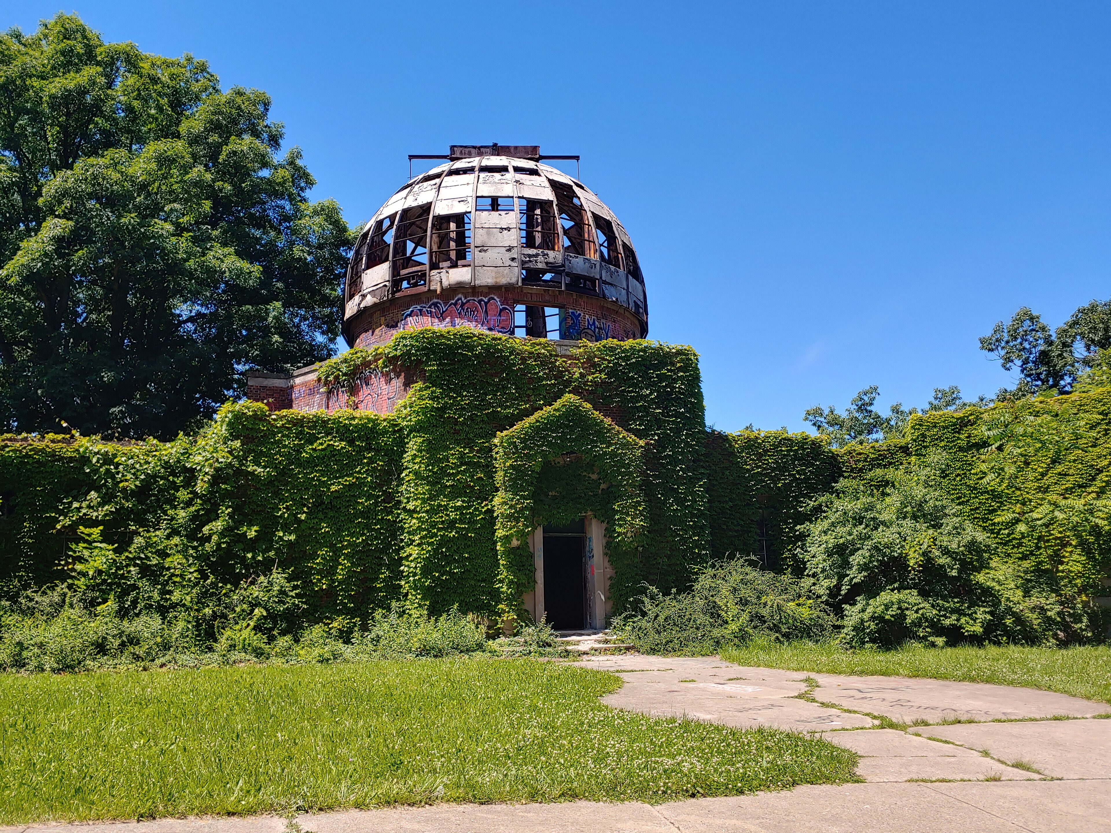 Dedicated in 1920 and abandoned in 1982, these are the tattered remains of the Warner and Swasey Observatory in East Cleveland.
