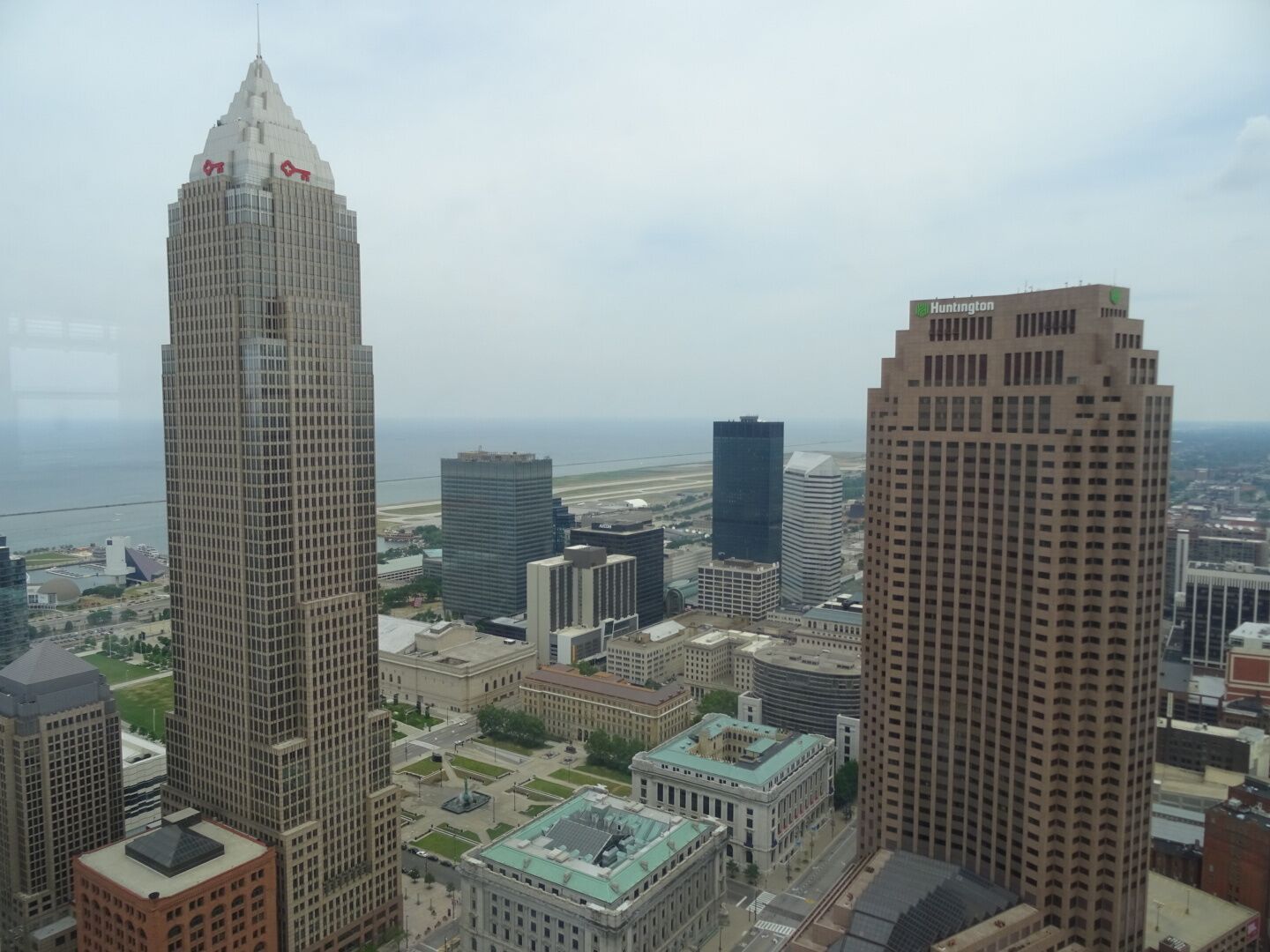 Looking over downtown from the observation floor of the terminal tower.