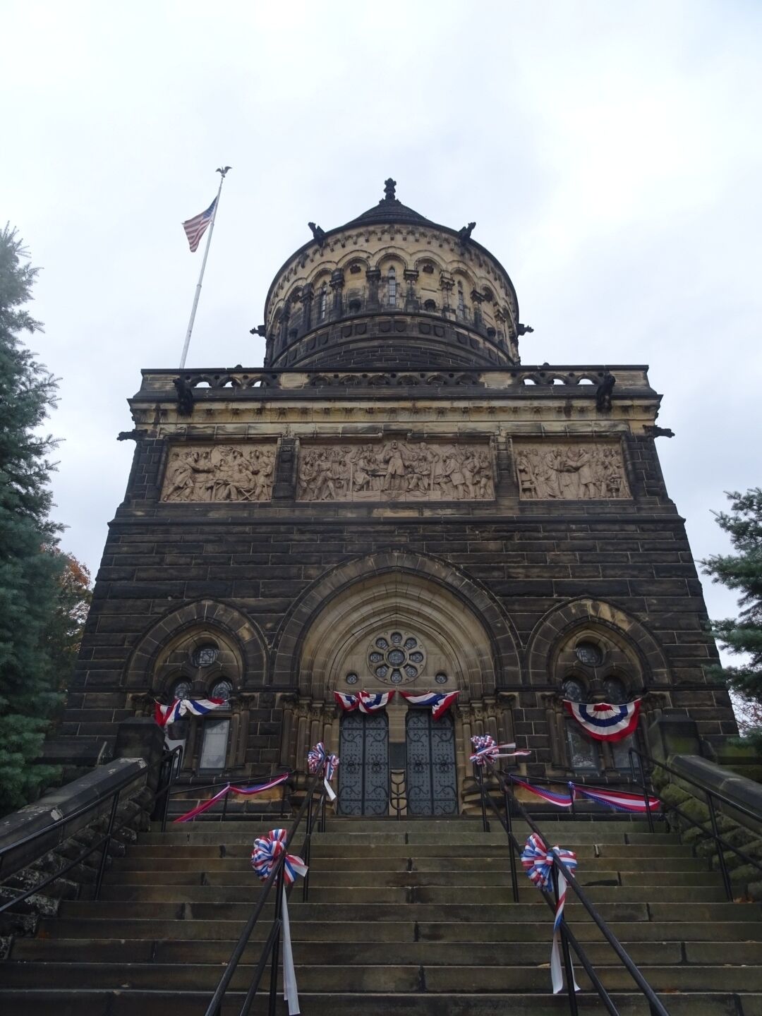 The James A. Garfield Monument in Cleveland's Lakeview Cemetery all decked out for President Garfield's 185th birthday ceremony.