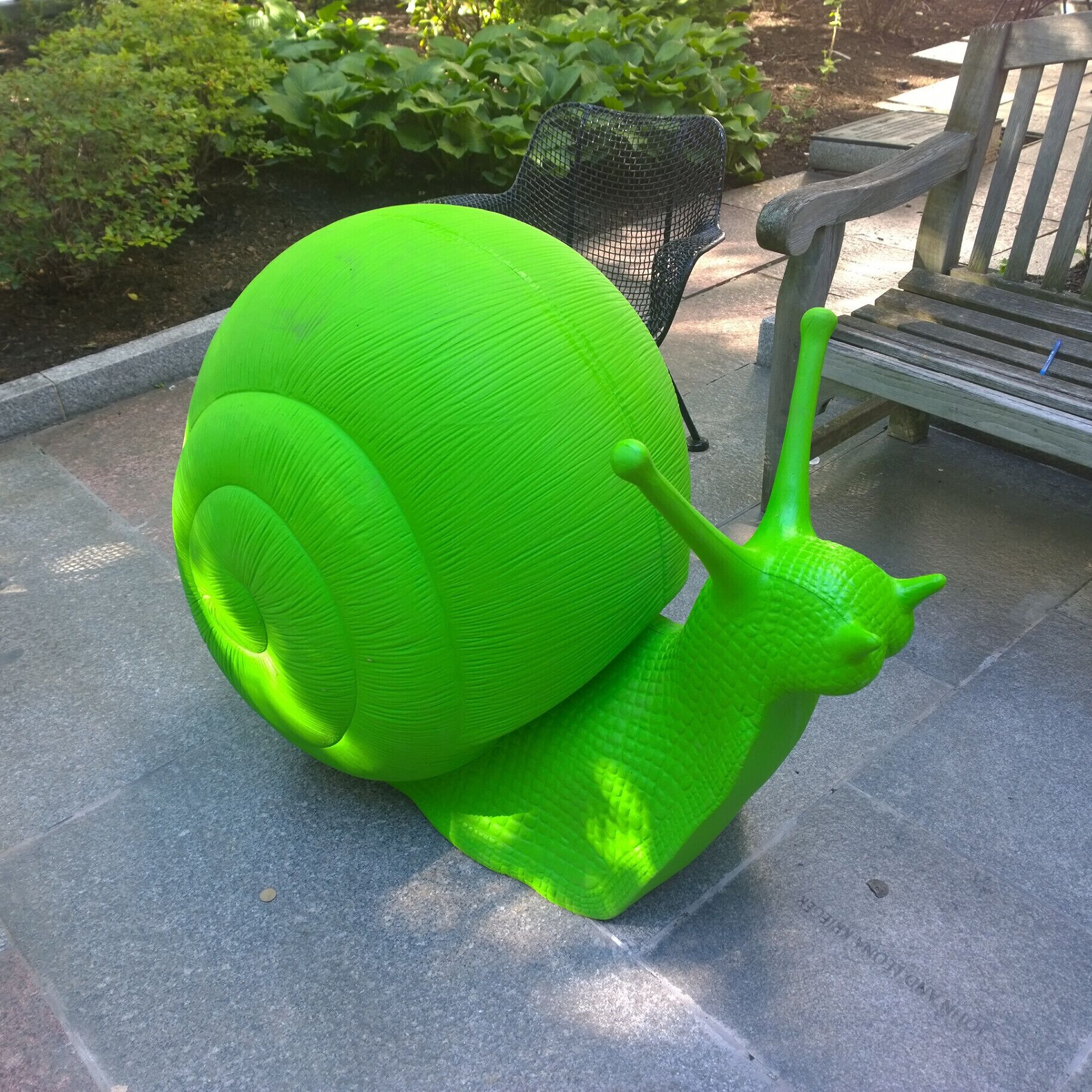 Flock - Nearly 400 colorful creatures designed by Cracking Art including meerkats, wolves, swallows, frogs, and snails decorate the perimeter of the main library and the adjacent Eastman Reading Garden.
