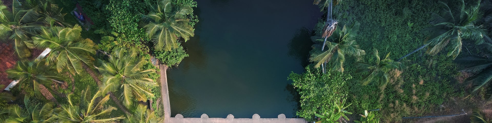 Kerala backwaters aerial view with bridge, Beautiful nature landscape scenery