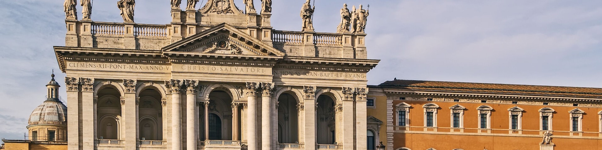 The Papal Archbasilica of St. John Lateran is the cathedral church and the official ecclesiastical seat of the Bishop of Rome, who is the Pope. Facade of the basilica; Shutterstock ID 247393717; Purch