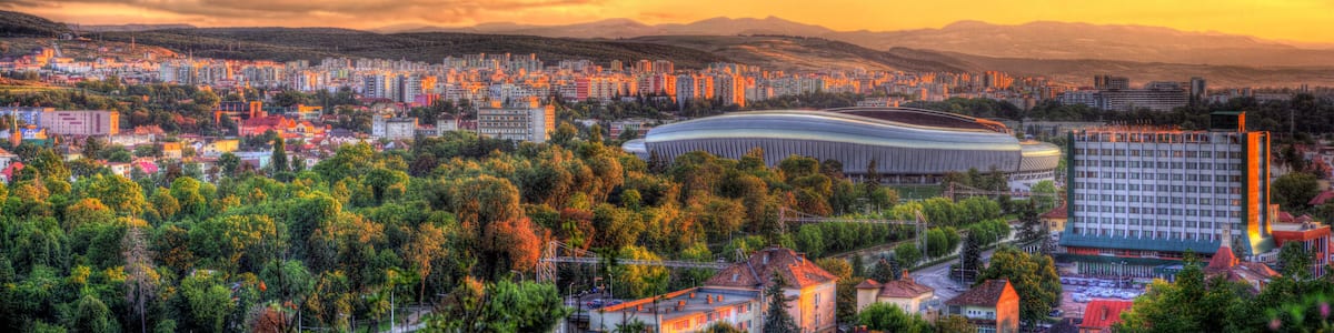 Panorama of Cluj-Napoca with stadium - Romania