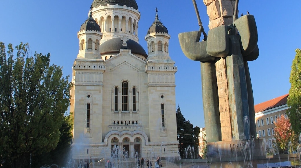 We spotted this building on route back from the Turda Salt Mine and then looked it up on the map when we hopped off the bus.
It's an Orthodox Cathedral and we were lucky enough to wander in just before an important ceremony. If you're in Cluj on a Sunday at 6pm, I thoroughly recommend you take a peek, it was utterly fascinating to watch.
Read more about what there is to see and do in Cluj-Napoca here:
http://galloparoundtheglobe.com/a-weekend-break-in-cluj-napoca-romanias-affordable-university-city/