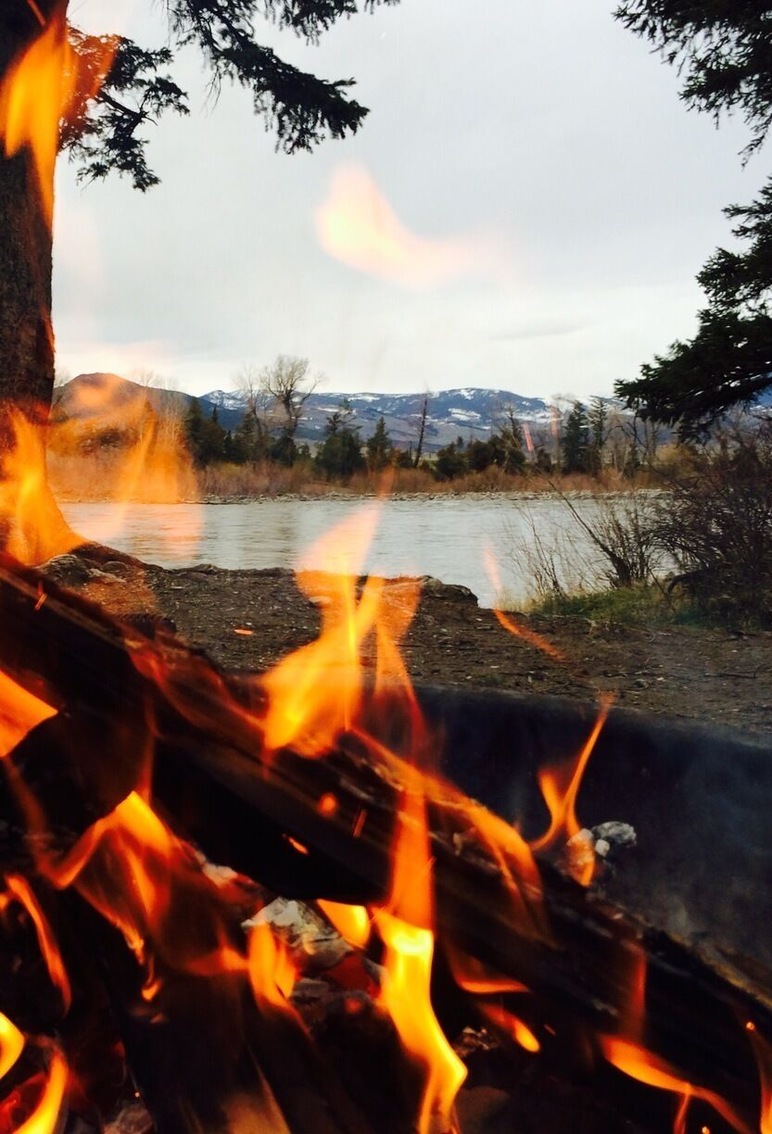 First #camp fire of the season just off the banks of the Yellowstone River!