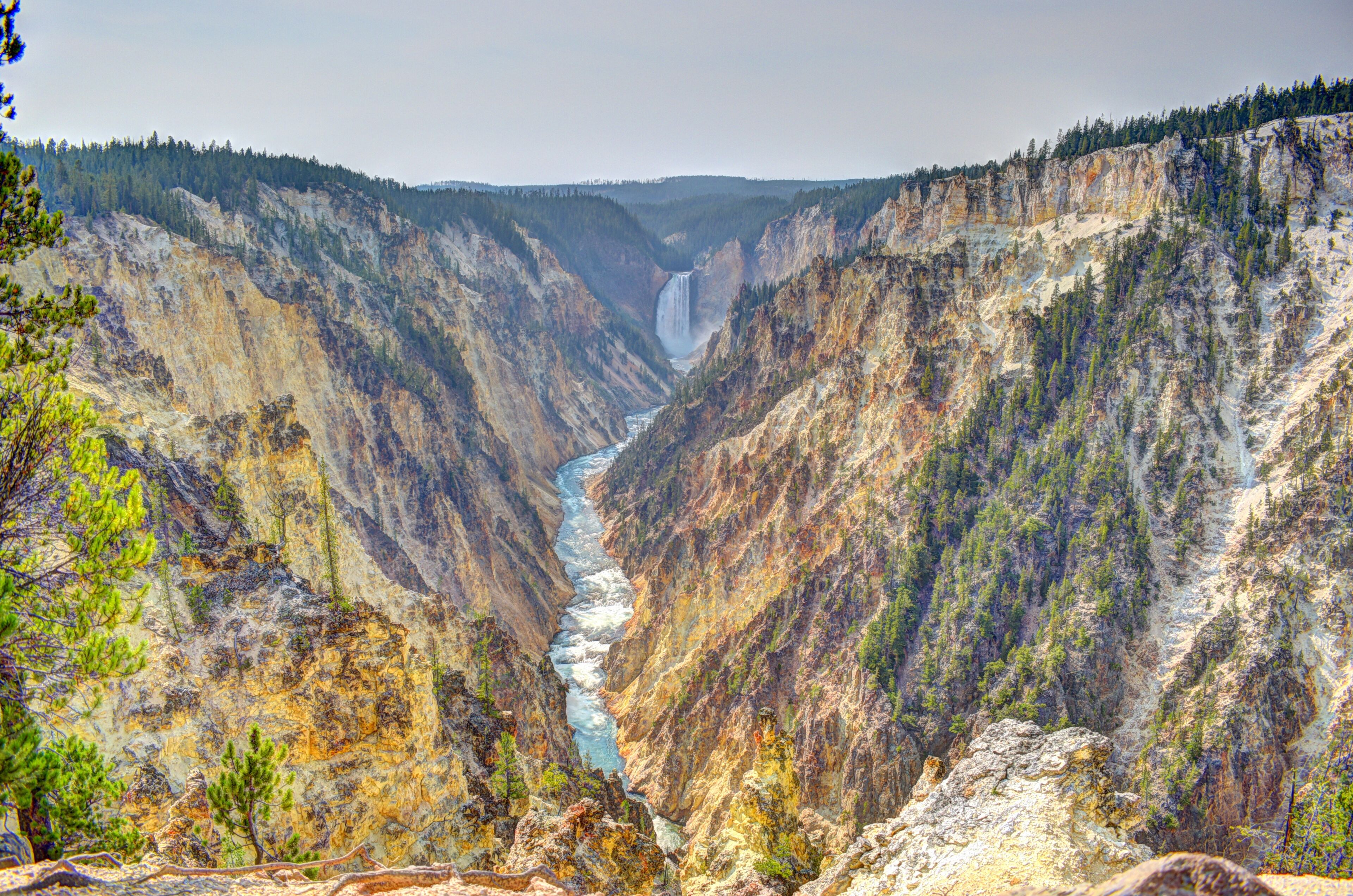 Grand Canyon Of The Yellowstone. Lower Falls of the Yellowstone River Park Trail.