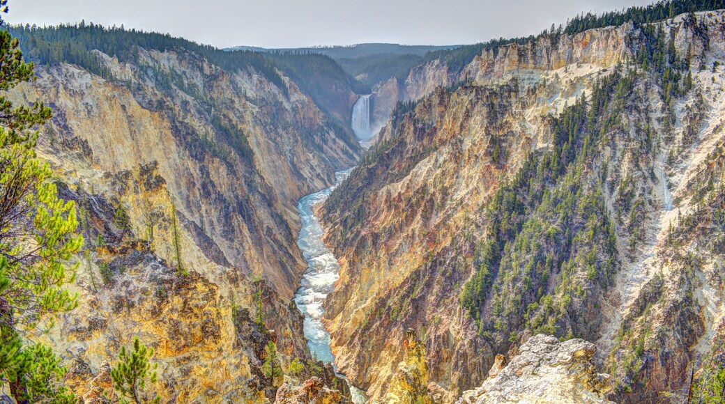 Grand Canyon Of The Yellowstone. Lower Falls of the Yellowstone River Park Trail.
