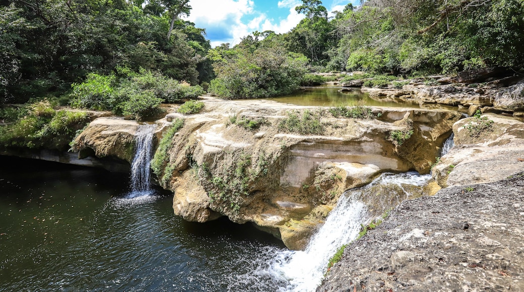 RIO BLANCO NATIONAL PARK, BELIZE - Sep 17, 2020: Santa Cruz falls along Blue Creek