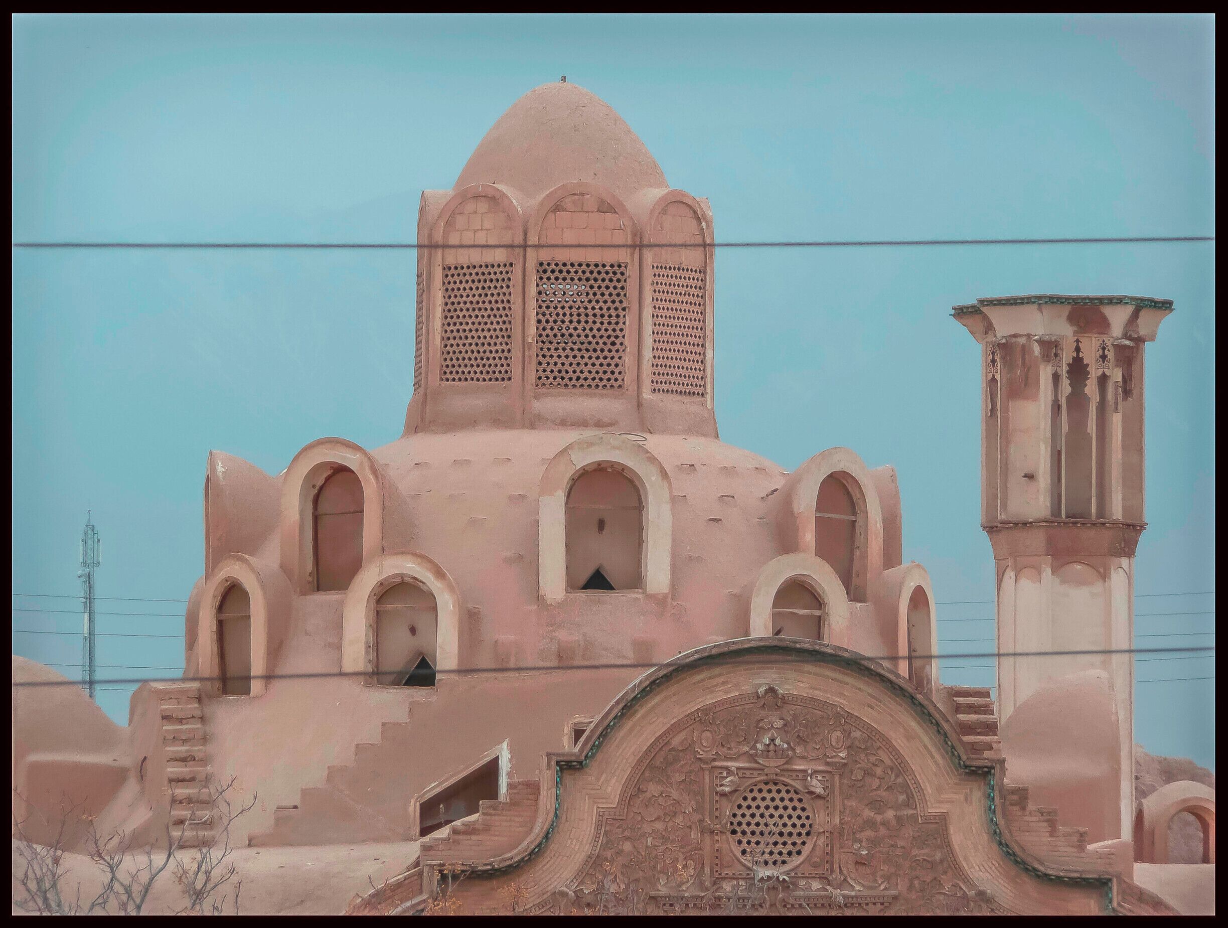 The city of Kashan, south of Tehran. There are some very unusual old buildings there. This is an old hamam.