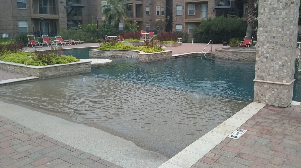 My sister decided to move to Texas in the middle of hurricane Harvey. At least her apartment has a nice pool.