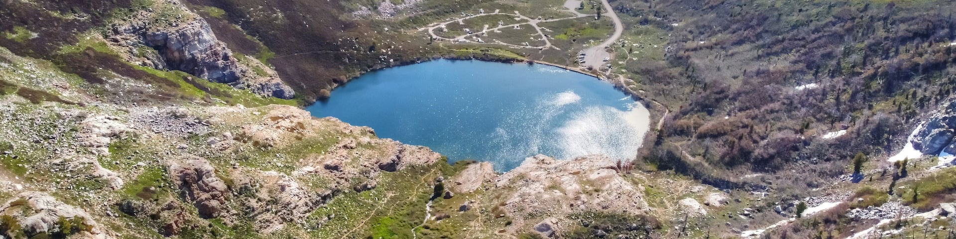 Angel Lake, Nevada, USA. Location - Northeast Nevada. Surface elevation: 8,378′ (2553 m), and a depth of up to 29 feet (9 m).