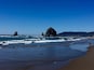 Cannon Beach's iconic Haystack Rock at low tide.