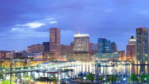 Downtown city skyline and Inner Harbor, Baltimore, Maryland, USA