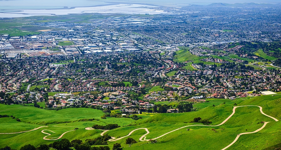 Bay, Fremont and Curvy Hiking Trail of Mission Peak, Silicon Valley, California