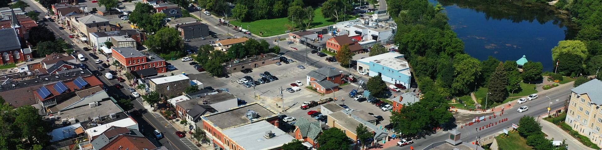 Aerial of Milton, Ontario, Canada on beautiful morning