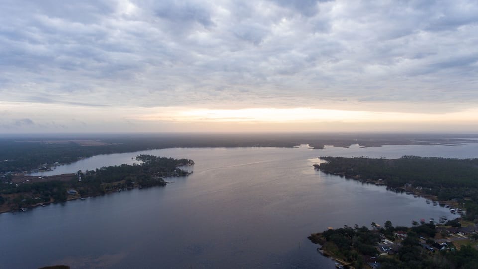 Aerial view of Blackwater River at sunrise