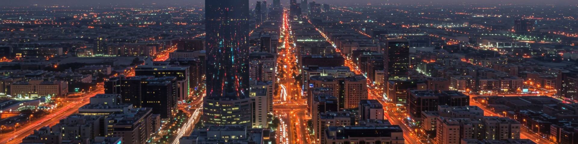 Kingdom Tower and Riyadh City Skyline