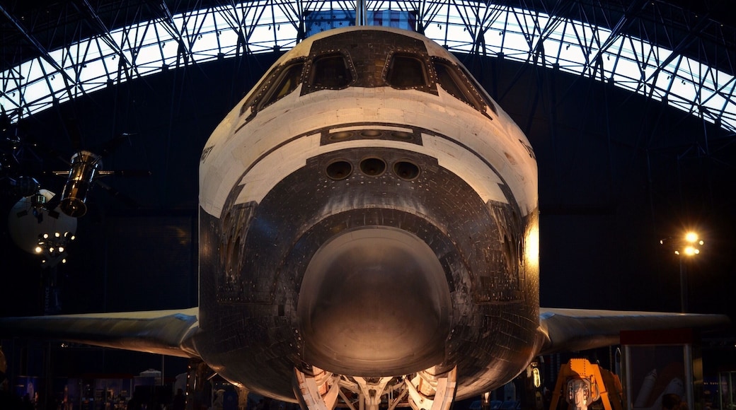This is the Shuttle Discovery which now resides for all to see at the Steven F. Udvar-Hazy museum near Dulles Airport. An overflow museum of the Smithsonian Air and Space museum, this magnificent museum showcases some of the more historical and experimental aircraft that have taken to the skies. This includes the SR-71 Blackbird, the Enola Gay and an Air France Concorde.
It's about a 30 minute drive from DC, and has enough to look at to keep you busy for several hours. Highly recommended for the aviation buffs, young and old.