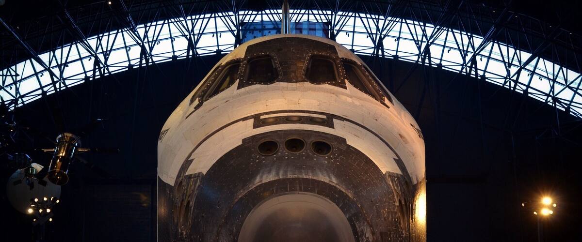 This is the Shuttle Discovery which now resides for all to see at the Steven F. Udvar-Hazy museum near Dulles Airport. An overflow museum of the Smithsonian Air and Space museum, this magnificent museum showcases some of the more historical and experimental aircraft that have taken to the skies. This includes the SR-71 Blackbird, the Enola Gay and an Air France Concorde.
It's about a 30 minute drive from DC, and has enough to look at to keep you busy for several hours. Highly recommended for the aviation buffs, young and old.