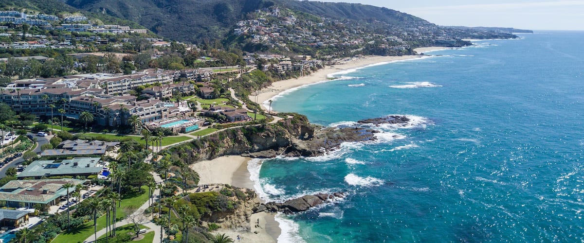 Aerial of Laguna Beach, California Coastline