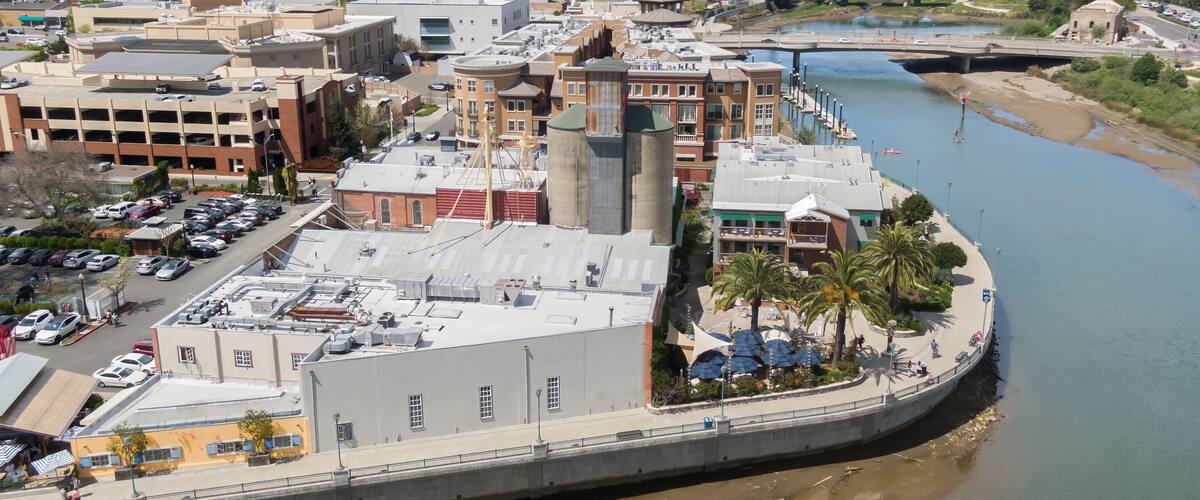 Downtown Napa and the Napa river, California, United States of America.