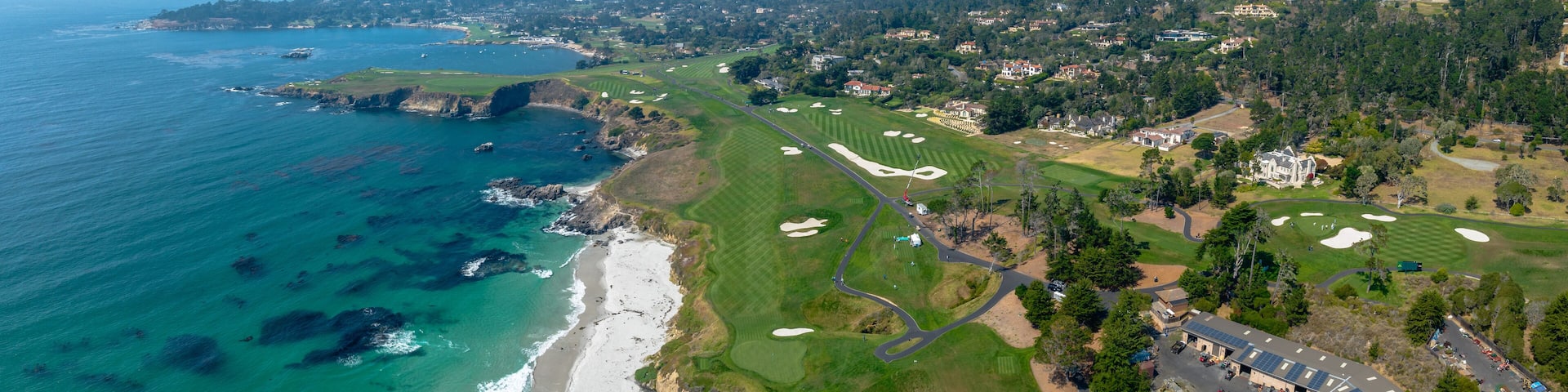 panoramic drone view of Pebble Beach, California