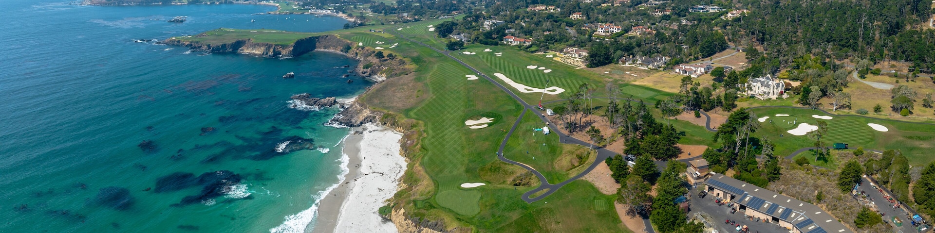 panoramic drone view of Pebble Beach, California