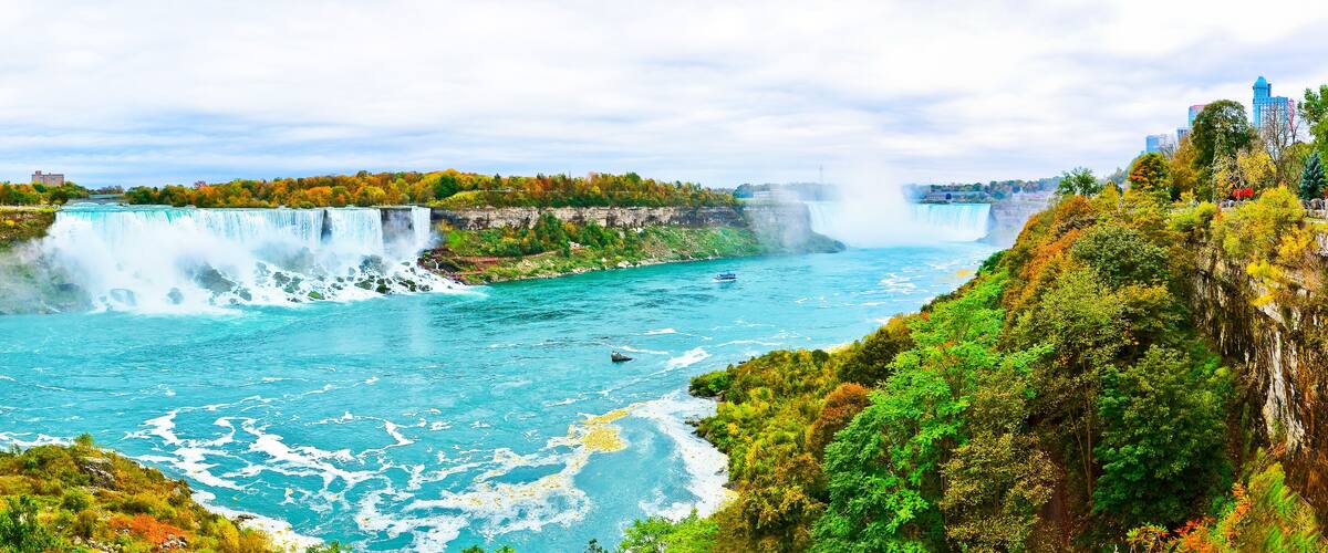 View of Niagara Falls from Canadian side in autumn.