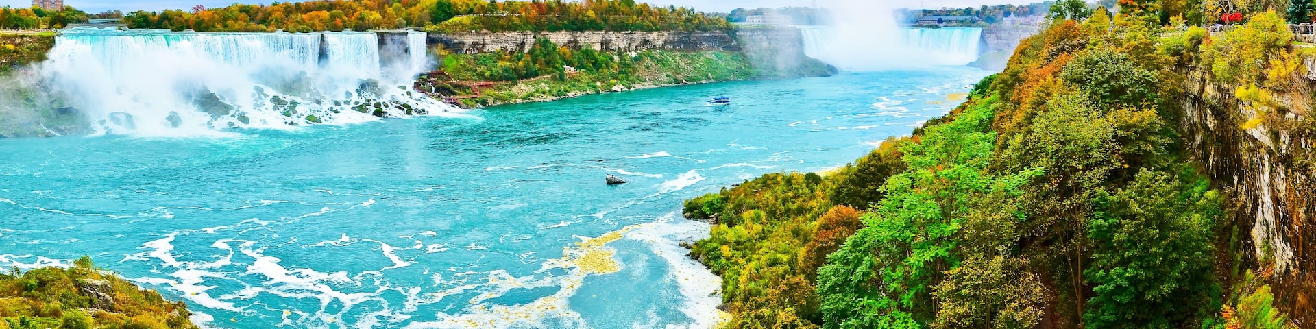 View of Niagara Falls from Canadian side in autumn.