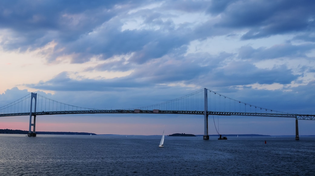 Newport bridge at sunset in Rhode Island