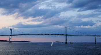 Newport bridge at sunset in Rhode Island