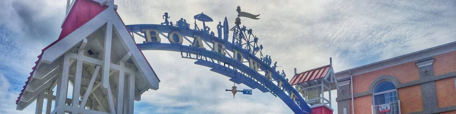 A cool Boardwalk along the beach, it's three miles long filled with shops, food places, and fun stuff to do.