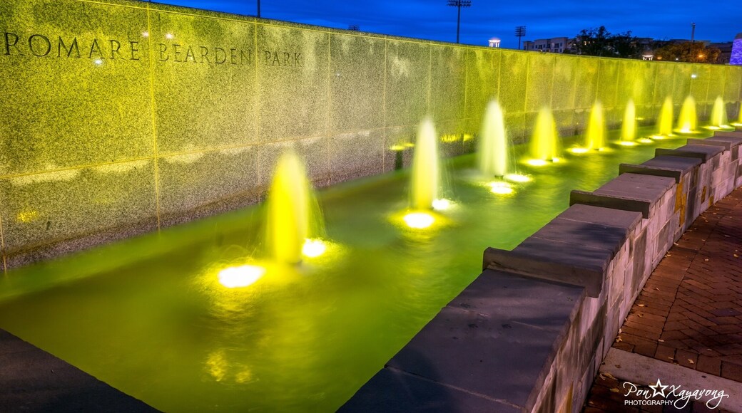 Beautiful park at downtown Charlotte at night time