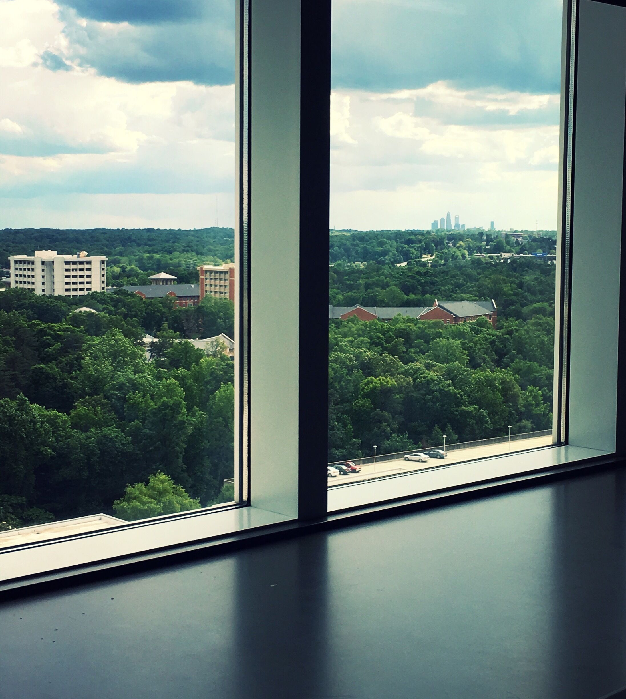 View from the 10th floor of UNC Charlotte’s library. Downtown Charlotte can be seen in the distance.