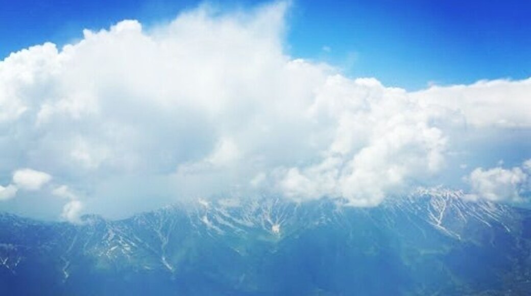 Beautiful mountains of Kashmir with thick white clouds! This breathtaking view was a treat to my eyes.