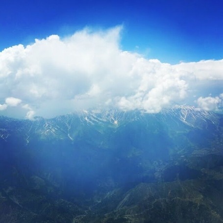Beautiful mountains of Kashmir with thick white clouds! This breathtaking view was a treat to my eyes.