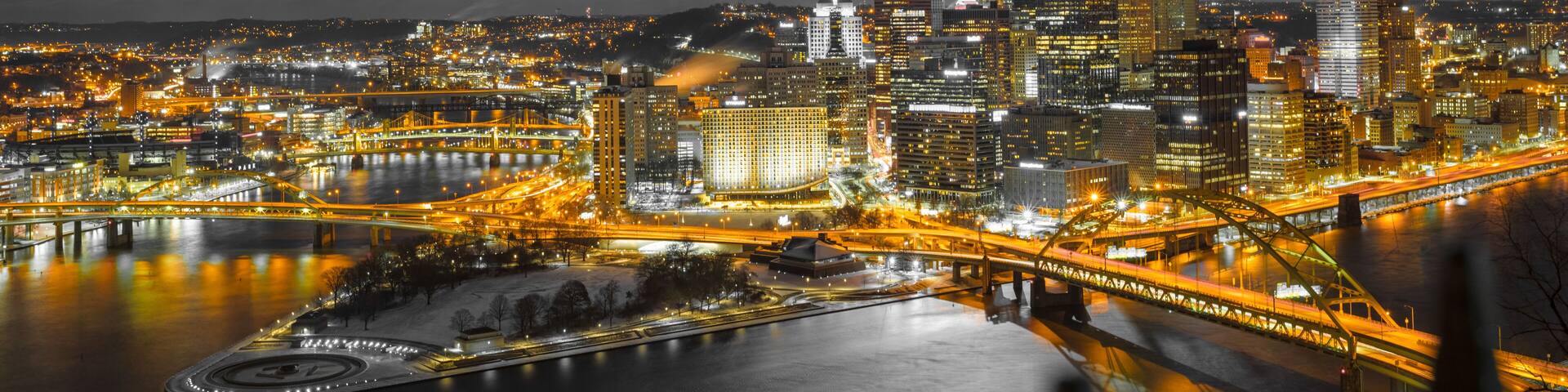 Pittsburgh's skyline at night in Pennsylvania, United States