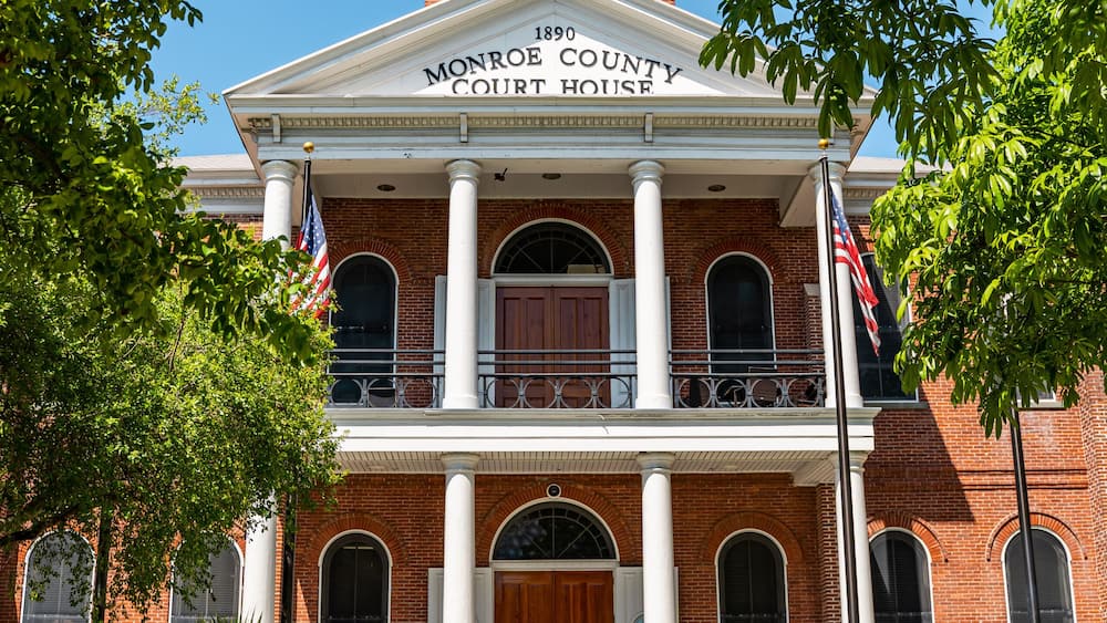 Monroe County Courthouse, Historic Building with Clock Tower in Key West, Florida