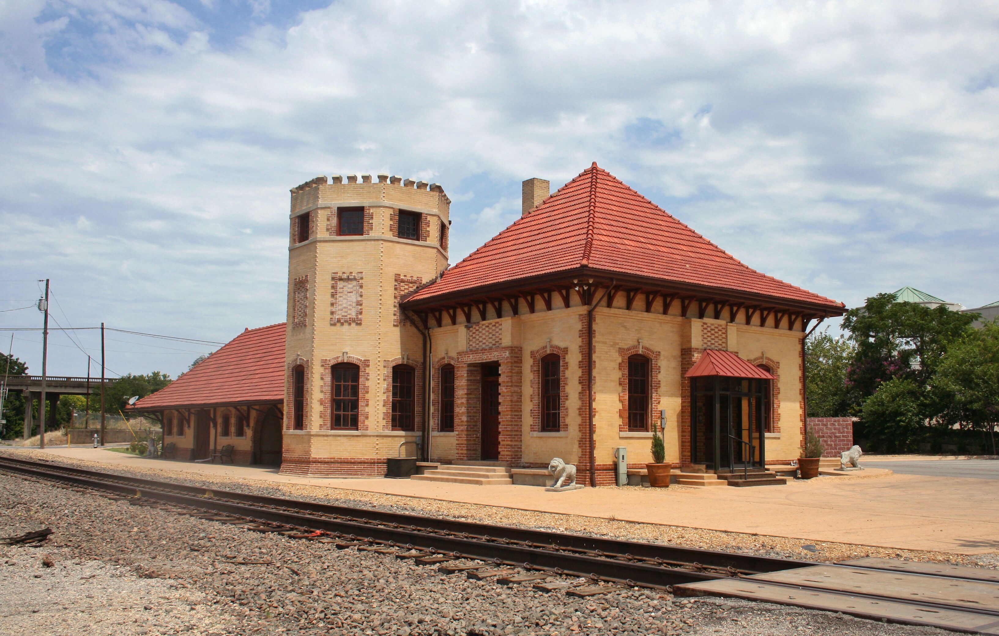 Historic Train Depot in Waxahachie, TX Cloudy Sky
