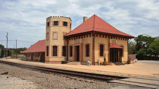 Historic Train Depot in Waxahachie, TX Cloudy Sky